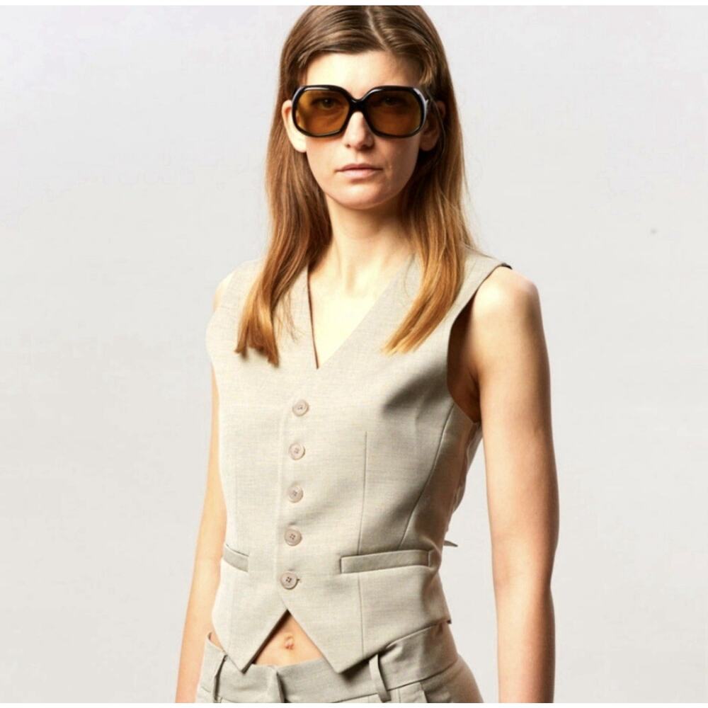 The Frankie Shop Gelso Waistcoat Vest S Light Taupe Melange Minimalist 90s
